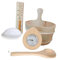 perfk Sauna-Set aus Holz mit Eimer und Schöpfkelle, Sauna-Zubehör-Set, Lampe, Thermometer für Saunaraum, Saunaofen, Bade-SPA-Zentren zu Hause