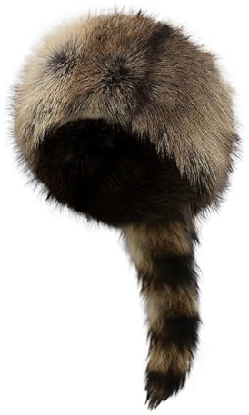 Faux Fur Raccoon Tail Cap Russian Style Round Flat Cap Winter Warm Skiing Hat Thicken Plush Windproof Caps Cute Elegant Earmuff Hat Soft Fuzzy Beanie Outdoor Trapper Hats for Men Women