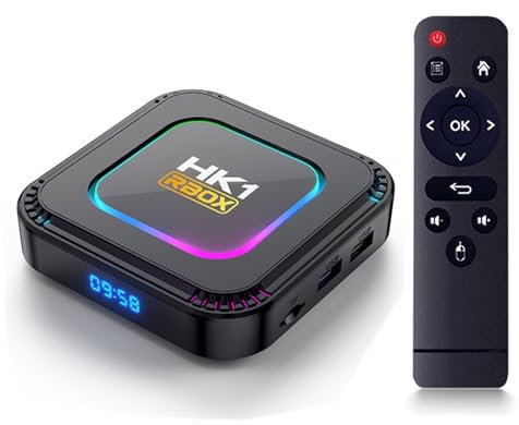 Android 13.0 TV Box, HK1 RBOX 4 GB RAM 128 GB ROM RK3528 Quad-Core WiFi6 2,4 Ghz/5,8 Ghz BT5.0 8K HDR10+ Ultra HD USB3.0 con mini tastiera wireless da 2,4 Ghz