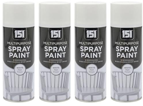 PEBBLE HUG 151 Multi-Purpose White Matt Spray Paint, DIY Enthusiasts, Quick Drying Matt Finish For Metal, Plastic, Wood, Interior & Exterior Use, 400ml, (4 Pcs)