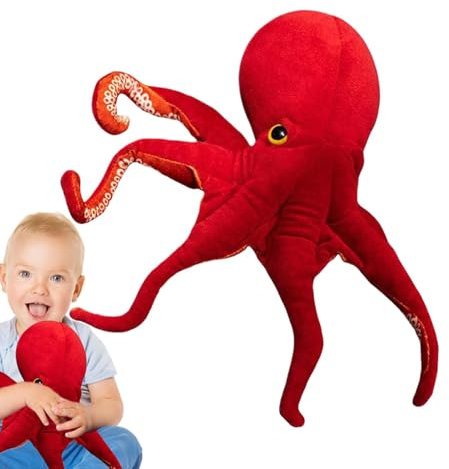 Zasdvn Oktopus-Kuscheltiere, Oktopus-Plüschpuppenspielzeug | Gefüllte Meerestiere Spielzeug Weiche Plüschpuppe,Simulation Octopus Stofftier, rotes Tierkissen für Geburtstag, Hochzeit, Zuhause
