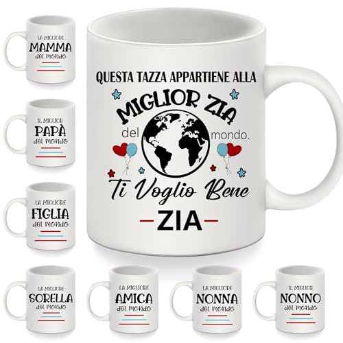 Bommex Questa Tazza per la Miglior Zia del Mondo - Tazza da Nipote per Compleanno, Festa della Mamma, Ringraziamento e Natale - Zia Tazzine da Caffè (zia-2)