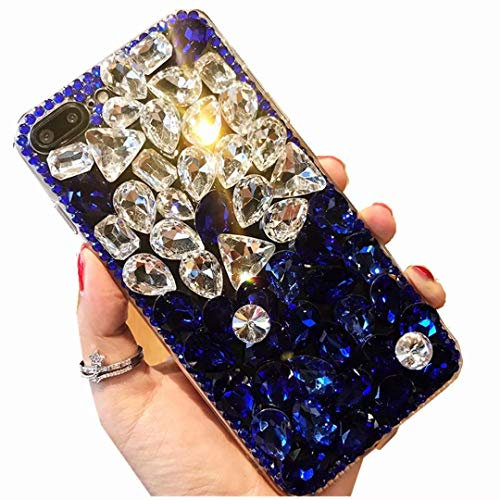 Glitter Case for iPhone 11 Pro,Handmade 3D Bling Sparkle Luxury Shiny Crystal Rhinestone Diamond Gemstone Women Girls Case for iPhone 11 Pro 5.8 inch 2019 (G White/Blue)
