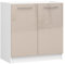 AKORD | Küchenschrank unter der Spüle - Oliwia S80 | Küchenunterschrank mit 2 Türen und 1 Einlegeböden | Unterschrank Küche 80 cm Breit | 46 x 80 x 82 cm | Weiß & Cappuccino Glanz