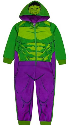 Marvel Pigiama Hulk Bambino | Pigiama Bambini | Pigiama Intero Bambino | Pigiamone Pile Bambini | Verde 3-4 Anni