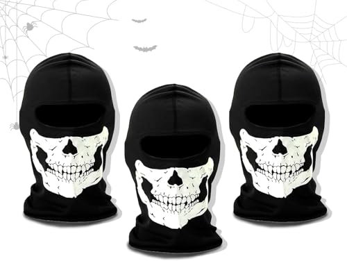 3 Stück Ghost Maske Call of Balaclava,Geister-Maske Totenkopf Sturmhaube,Call of Duty Sturmhaube Skull Maske,Balaclava Geisterschädel Vollgesichtsmaske,Geeignet für Rollenspiele Halloween Cosplay