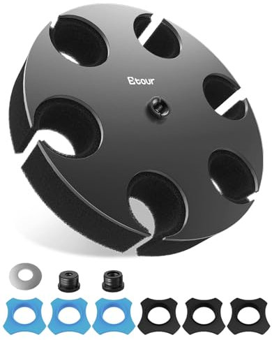 Etour [ 2025 Upgrade ] Multi Microphone Holder for Mic Stand Circular Mic Storage Organizer for Handheld Dynamic Wired and Wireless Mics Rubber Padding Mount to 5/8-27 or 3/8-16 Threaded - Sponge