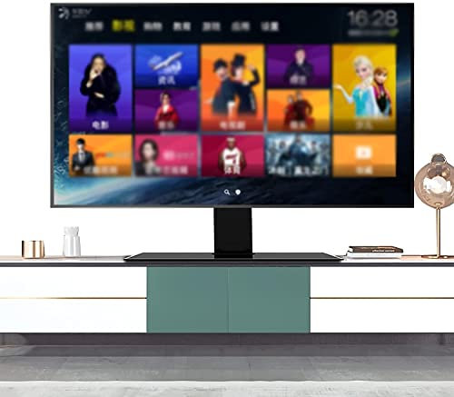 TV-Ständer, TV-Einheit, Tisch-TV-Ständer, TV-Ständerhalterung für 26-42 Zoll Low Profile-Fernseher, Tisch-TV-Basis mit 8 mm dickem gehärtetem Glas, hält bis zu 55 Pfund TV-Halterung TV-Ständer