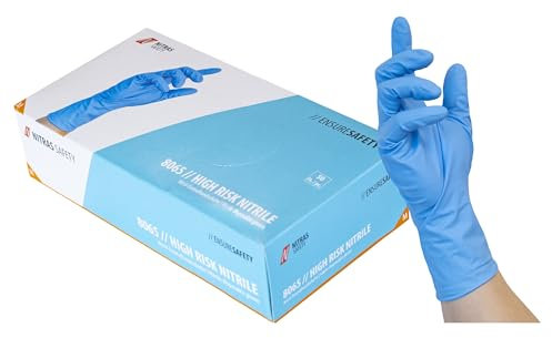 Nitras Guantes desechables de nitrilo en azul, aptos para alimentos, caja de 50 (6 (XS))