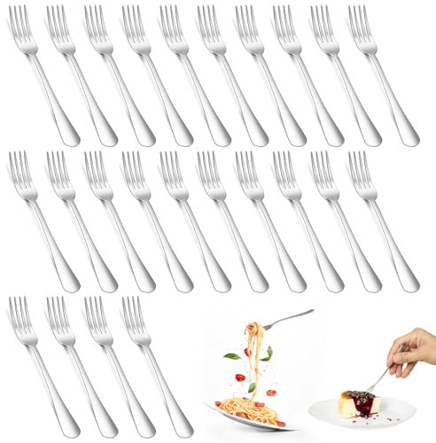 17cm Fourchettes à Dessert 24 pièces, Fourchettes à Gâteau en Acier Inoxydable, Set de Fourchettes à Pâtisserie Petites Fourchettes, Faciles à Nettoyer pour la Maison, le Mariage, le Restaurant