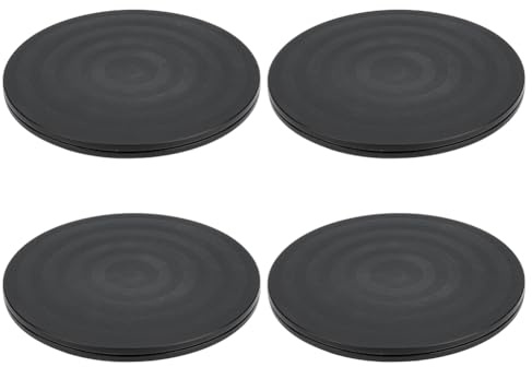 BENECREAT 4 Stück Drehteller Mit Kunststofflager 20cm Schwarzes Flaches Rundes Drehtablett Für Pakete Und Kuchen Plattenspieler Organizer Für Spice 1.25cm Dick