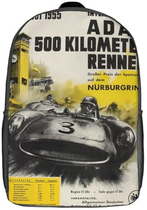 LMYmoney Kinder-Schulrucksack, 3D-gedruckt, ADAC 500-Kilometer-Rennen, Rucksack, Sportrucksäcke für Jungen und Mädchen, modischer Rucksack, 43,2 cm