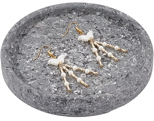 Beebeecraft Plateau Rond en Céramique pour Bijoux 4.76(5) cm pour Colliers Bracelets Bagues Boucles D'Oreilles (Gris)