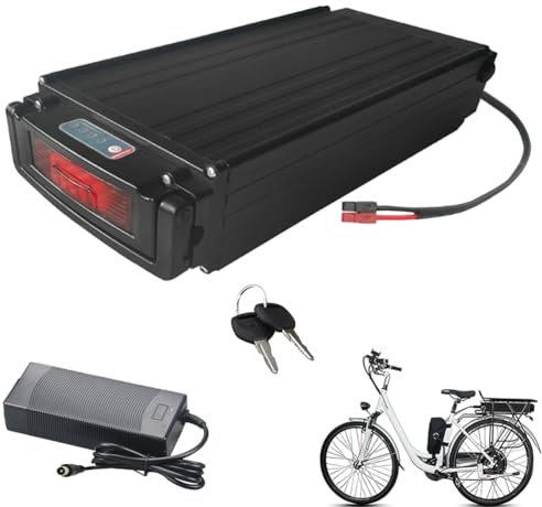 JHKJ Batería de suspensión Trasera para Bicicleta eléctrica de 36V, 12Ah y 20Ah. Batería de Litio de 48V, 10Ah y 18Ah con luz Trasera para Motor de Bicicleta eléctrica de 350W a 850W,48v10ah