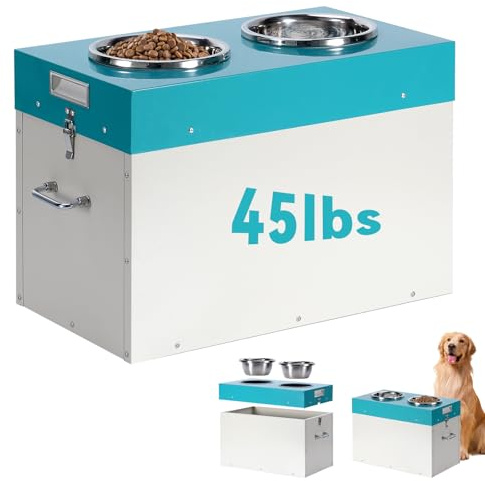 Large Elevated Dog Bowls with Storage