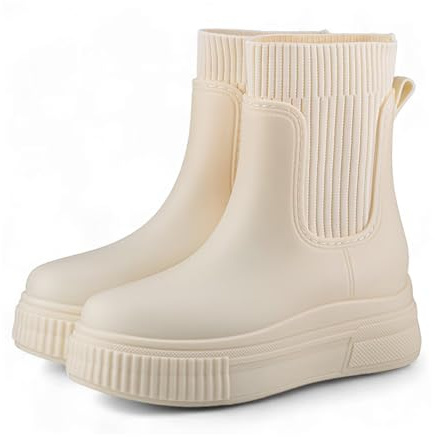 ZEPYFXIT Stivali da Pioggia Donna Impermeabili Chelsea Stivali di Gomma Galosce Eleganti Giardinaggio Scarpe Antiscivolo per Inverno Polacchine