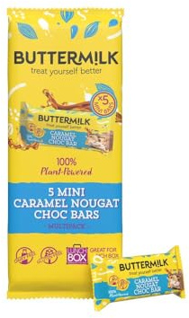 Buttermilk Plant Powered Vegan Dairy Free Mini Caramel Nougat Choc Bar 25g Multi 125g