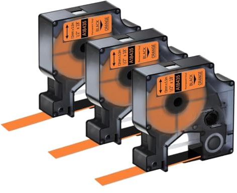 IJOSADON Etikettenmaterial Weiß Gelb Orange Ersatz Kompatibel mit 18444 Bandband kompatibel mit 5000 6000 Etikettendrucker(3PK Black on Orange)