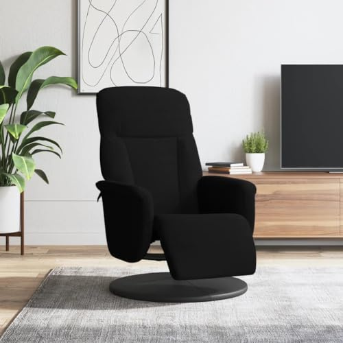 Bucmath Relaxsessel mit Fußteil, Schwarz Samt, 360° drehbar, manuelle Liegefunktion, bequemer Lesesessel für Wohnzimmer, Schlafzimmer, Büro, Erwachsene