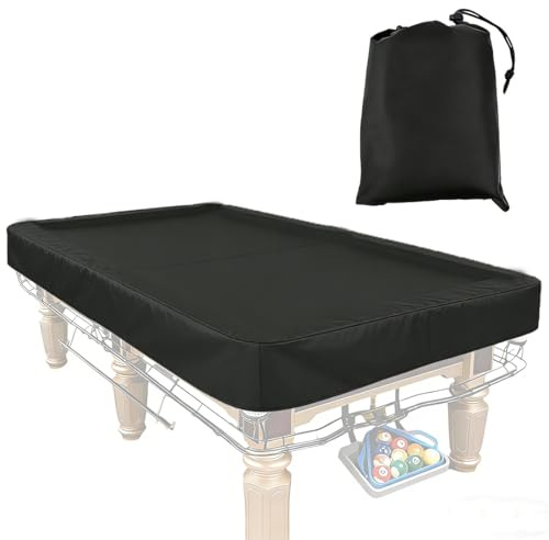 Vurixfo 7ft Billiard Pool Table Cover, Black, 233x132x20cm | 210D Oxford Cloth, Waterproof, Snooker Table Covers, Drawstring and Storage Bag, Indoor Outdoor