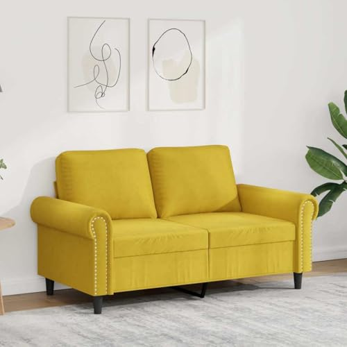 mtlskopl Zweisitzer Sofa Gelb 152 x 77 cm, Samtbezug, Metallgestell, bequemes kleines Schlafsofa mit 120 cm Sitzbreite für Wohnzimmer & Jugendzimmer
