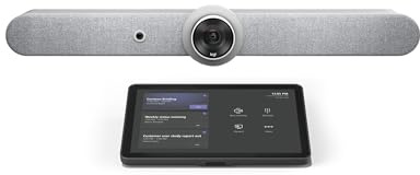 Logitech Rally Bar All-in-One Conference Camera & TAP IP Touch Controller Kit + Wall Mount – 4K UHD PTZ Camera, 15x Zoom, Stereo Speakers, 6 Mics, 10.1” Display, Oleophobic, White (Renewed)