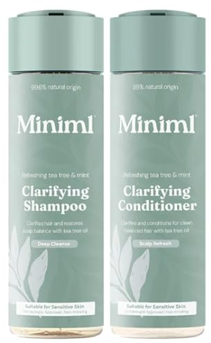 Bundle - Miniml Clarifying Shampoo and Hair Conditioner - Refreshing Tea Tree & Mint - 2x 400ml bottles