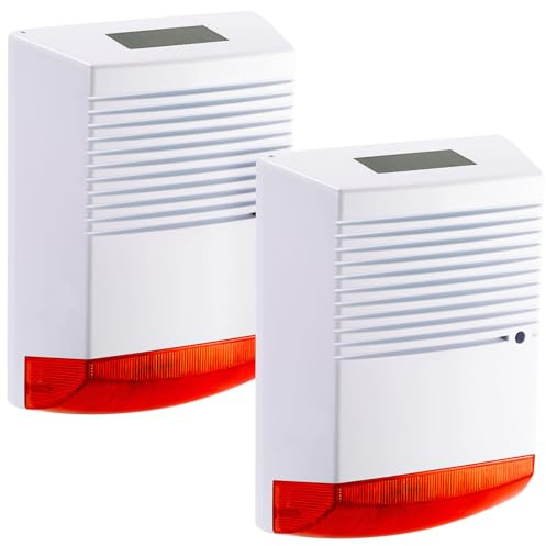 VisorTech Alarmanlage Atrappe: 2er-Set Alarmsirenen-Attrappen mit Solar und Blinklicht, IP44 (Alarmanlage Fake, Dummy LED, Sirene)