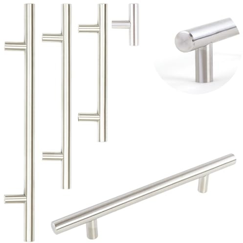 Dihl Pack of 20 Modern Silver 128mm Centre-to-Centre T-Bar Kitchen Handle - 200mm Overall Length, Sleek and Sturdy Cabinet Drawer Pull for Contemporary Home Décor, Easy Installation, 20 PCS