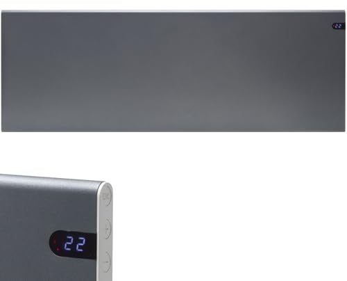Adax Neo Electric Panel Heater/Convector Radiator With Timer, Thermostat, Modern, Slimline, Wall Mounted, Lava Grey, 1400W
