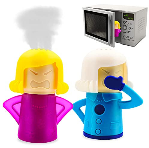 Abnaok Angry Mom Microwave Cleaner and Chilly Mama Fridge Deodoriser 2PCS Easily Clean in Minutes for Home or Office with English Manual