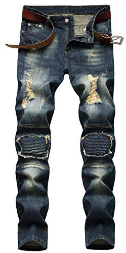 AIYINO Mens All Waist Straight Leg Stylish Denim Jeans, Blue, 32x34