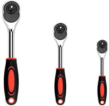 Trintion Socket Wrenches 1/2 3/8 1/4 Ratchet Spanner Set 3Pcs Drive Ratchet Wrench Tool Set ?Heavy Duty Quick Lever Release Wrench ?with Cushion Grip Handle Lock for Furniture Auto Car Repair