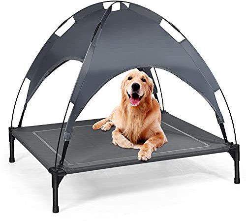 Maxmass Elevated Pet Cot, Cooling Raised Dog Bed with Detachable Canopy and Non-slip Feet, Portable Dogs Cats Bed for Indoor & Outdoor (XL)
