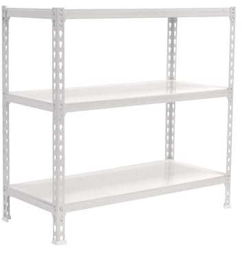Simon Rack Schwerlastregal, 900x1100x300 mm, Bis 200 kg Belastbar, 3 Verstellbare Ablagen, Kellerregal, Lagerregal, Weiss - Simonclick