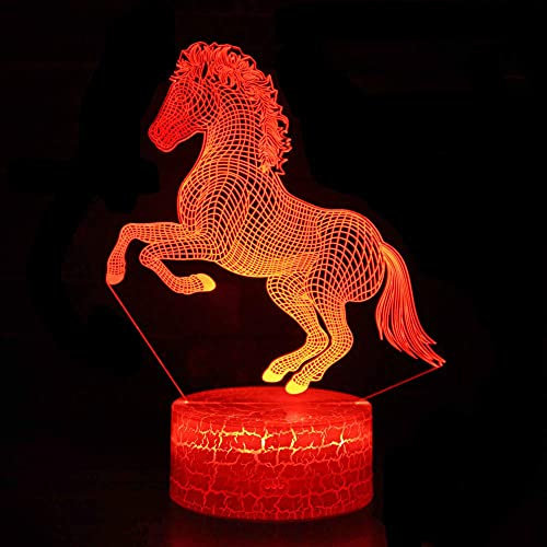 Jinson well 3D Pferd Lampe optische Illusion led nacht licht Nachtlicht 7 Farbwechsel Touch Switch Tisch Schreibtisch Dekoration Lampen mit Acryl Flat USB Kabel Spielzeug