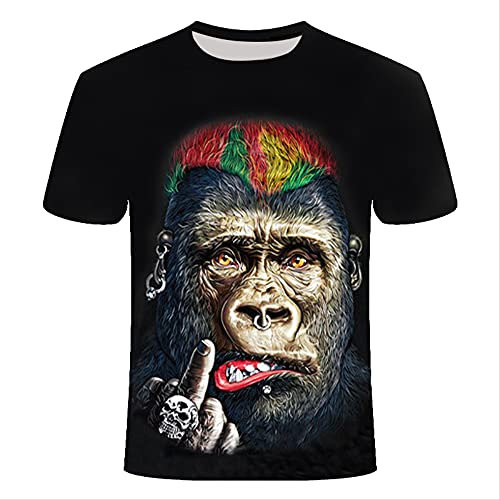 XSHUHANP Herren T-Shirts 3D Druck Herren 3D Monkey T-Shirt Muster Sweatshirt T-Shirt Damen Lose Große Größe 6XL Motor Punk Tees XL