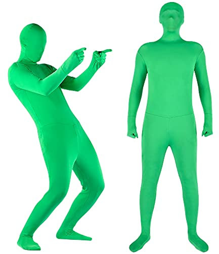 Camnoon Traje Verde Chromakey para fotografía de Cuerpo Entero, Unisex, Adulto, Verde, Traje elástico para Foto, Video, Efecto Especial, Festival, Cosplay, Carnaval, 180 cm / 71 Pulgadas de Altura