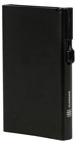 ClickSafe 951000 Tresor Big, Kartenhalter aus Aluminium, Cardholder bietet Platz für bis zu 8 Karten, Slim Wallet, Click-Mechanismus, Kartenetui mit RFID Schutz, ca. 9,7 x 6,4 x 1,3 cm, Schwarz