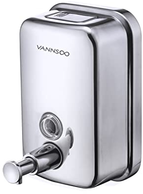 VANNSOO Dispenser di sapone da parete in acciaio inox, pompa manuale per liquidi, antiruggine, senza perdite, per bagno (500 ml)