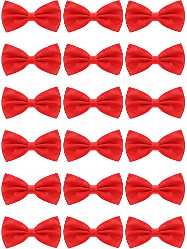 Geyoga 24 Pieces Men's Bow Ties Formal Satin Solid with Adjustable Neck Band Bow Ties for Men