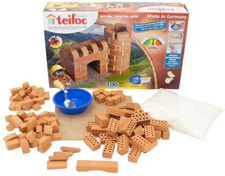 Teifoc Steinbaukasten 4070 - Burg/Stiftehalter, Kreativspielzeug für Kinder ab 6 Jahren, Lernspielzeug für kreatives Spielen, Montessori Spielzeug, 3 Bauvarianten Plus Stiftehalter