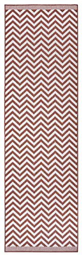 NORTHRUGS In- und Outdoor Teppich Palma 80x250cm - Wendeteppich Wetterfest Modernes Design Zick-Zack Muster Teppich für Balkon Terrasse Garten Wintergarten Wohnzimmerteppich Wasserfest in Cayenne