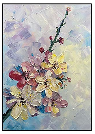 Pinturas Oleo, Textura Amarilla Rama De Flor De Ciruelo Obra De Arte Abstracta Moderna Pinturas Al Óleo Pintadas A Mano Originales Sobre Lienzo Arte De Pared Para Sala De Estar Dormitorio Oficina