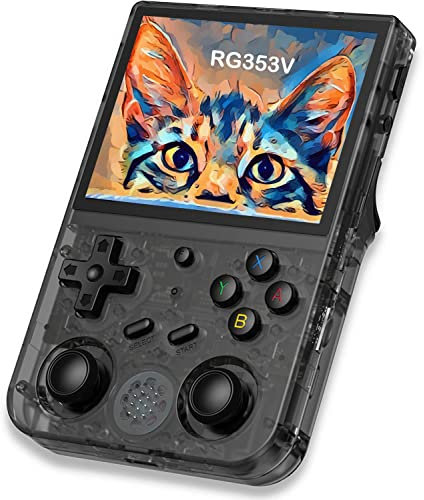 RG353V Handheld Spielkonsole, Dual OS Android 11 und Linux System, 16G+64G TF Karte 4452 Spielkonsole RK3566 Chips Quad-Core 1.8GHz,Retro Konsole RG353V Unterstützung 5G WiFi 4.2 Bluetooth(schwarz)