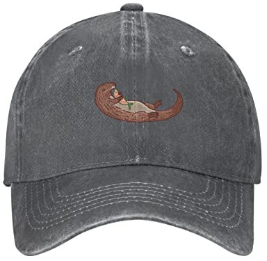VunKo Otter Fish Baseballkappe für Herren, niedlich, Used-Look, verstellbar, gewaschen, Denim, Trucker-Mütze, Baseballkappe für Herren, Otter Fish Cute Deep Heather, Einheitsgre