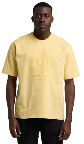 Carlo Colucci Oversize T-Shirt mit Stickerei Gelb L