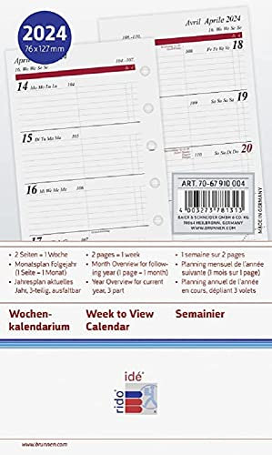 rido/idé Wochenkalendarium Timing 3 2024 2 Seiten = 1 Woche Blattgröße 7,6 x 12,7 cm weiß
