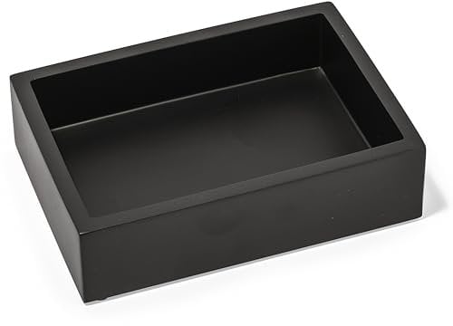 Yew Design portasapone quadrato nero opaco – Vaschetta per sapone liquido per bagno, doccia, lavandino, vasca da bagno, lavanderia, cucina, con piedini antiscivolo