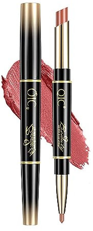 2 in 1 Lippenstift mit doppelseitigem Ende, matt, wasserfest, nicht verblasst, nicht klebrig, Lippenstift (12#)